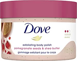 Dove Exfoliating Body Polish Scrub For Silky, Soft Skin Pomegranate and Shea Butter Body Scrub Exfoliates and Provides Lasting Nourishment 10.5 oz