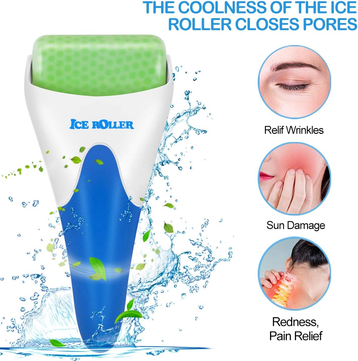 Ice Roller for Face Eyes,Womens Gifts,Face Massager Roller Puffiness Migraine Pain Relief and Minor Injury(Green)