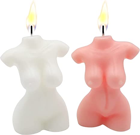 2PCS Body Shaped Candles, Body Soy Candle Female Body Shaped Candle Woman Torso Candle Home Decoration for Bedroom Bathroom Aesthetic Decoration (White and Black)